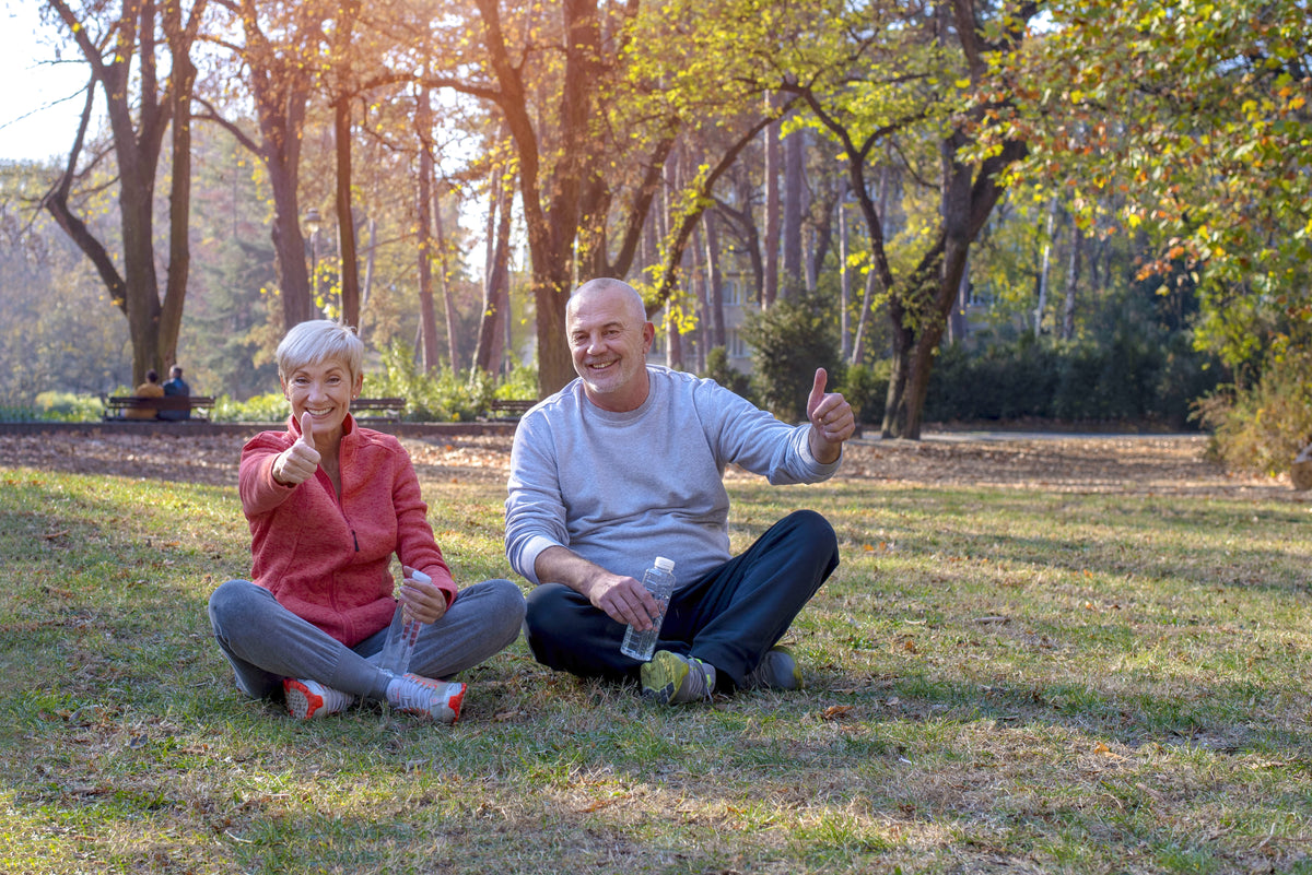 Couple sitting outdoors in a park