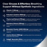 SinoClear Lung Detox & Sinus Pressure Relief Supplement (60 Caps)